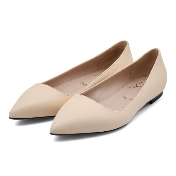 Christian Louboutin Ballalla Leather Ballet Flats Shoes in Beige $745 - Picture 3 of 9
